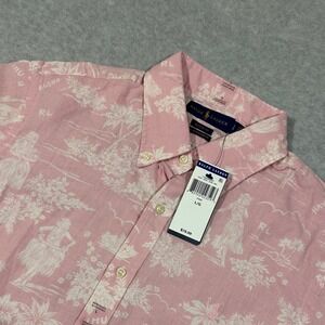 Ralph Lauren Men's Pink Hawaiian Aloha Floral Short Sleeve Button Down Shirt L